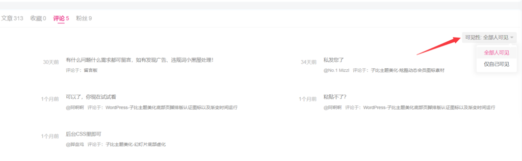 子比主题美化-用户中心隐私功能-百德资源网